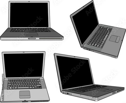 vector illustration of modern laptop design with wide screen 