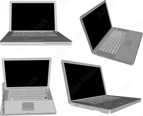 vector illustration of modern laptop design with wide screen