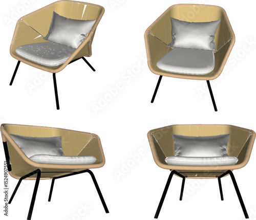 vector illustration of furniture design of living room sofa chair from traditional ethnic vintage wood