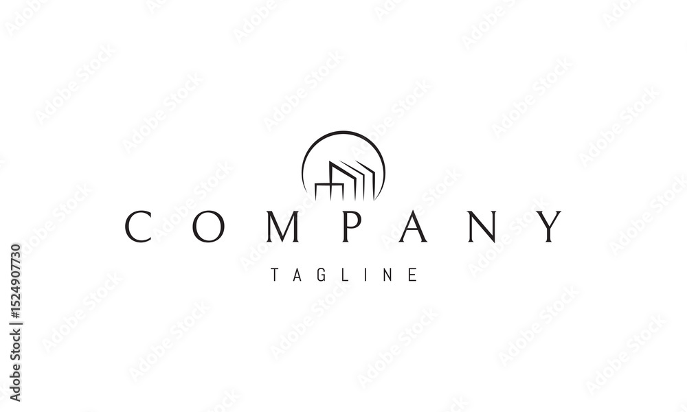 Fototapeta premium Vector logo with an abstract image of an atom with particles.