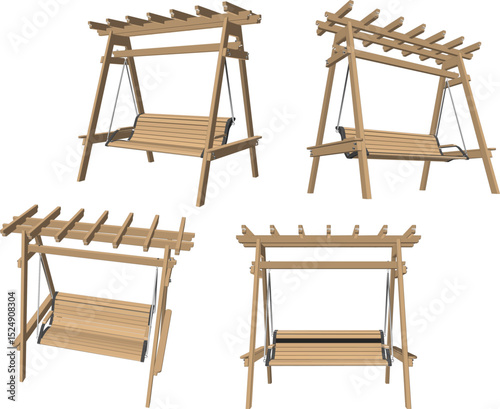 vector illustration of garden rocking chair design made of classic vintage wood