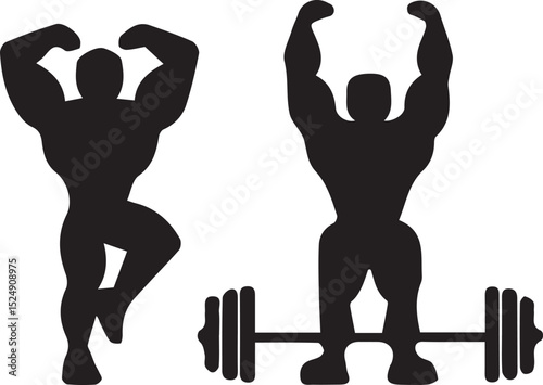 bodybuilder silhouette, muscular man vector, fitness pose graphic, gym workout art, strong athlete shape, flexing muscles vector, bodybuilding figure, muscle icon, weight training silhouette,