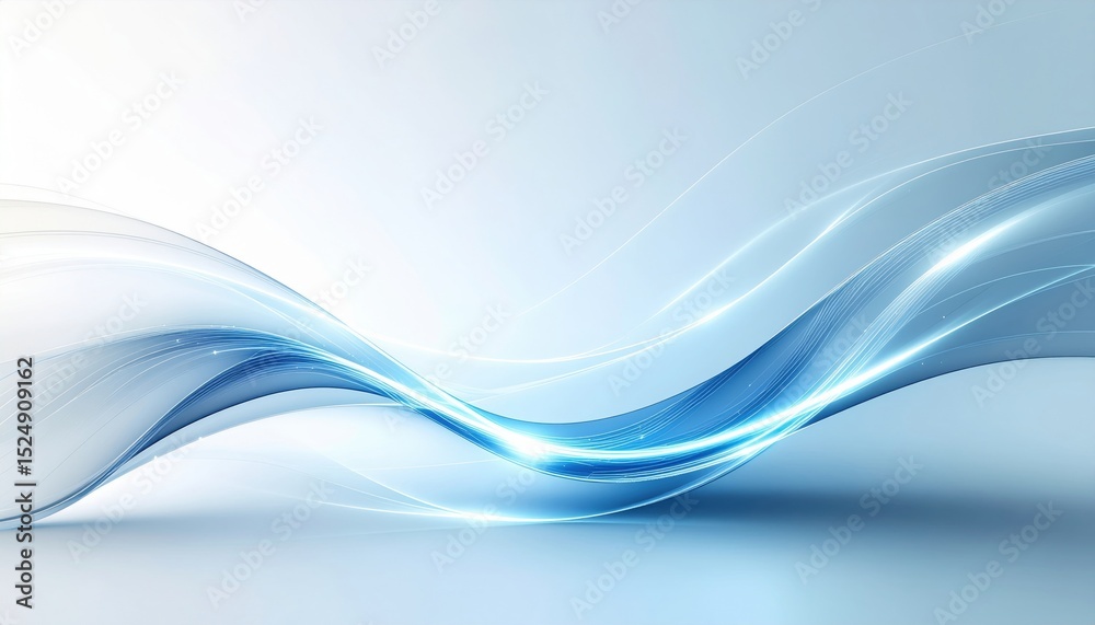 Naklejka premium Smooth Flowing Abstract Waves in Light Blue Gradient