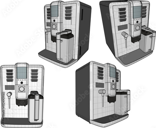 vector illustration of modern coffee machine design for cafe and restaurant 