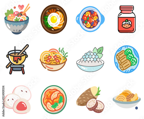 World Cuisine Lineal Color Icon Set Vol. 1