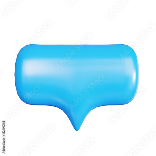 Abstract 3D blue transparent soap bubble speech icon on an isolated white background