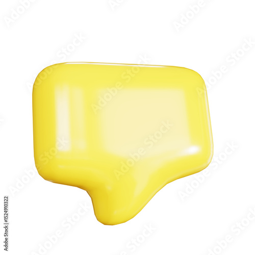 yellow 3d rendering illustration speech bubble on isolated background