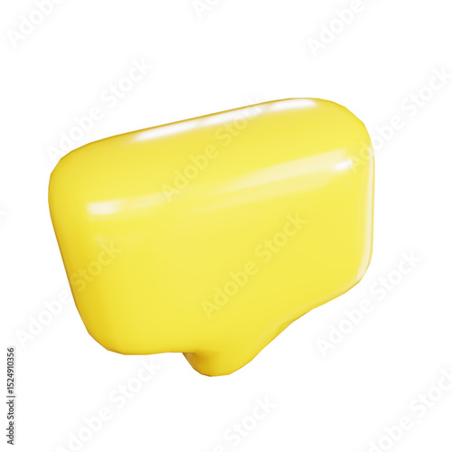 yellow 3d rendering illustration speech bubble on isolated background