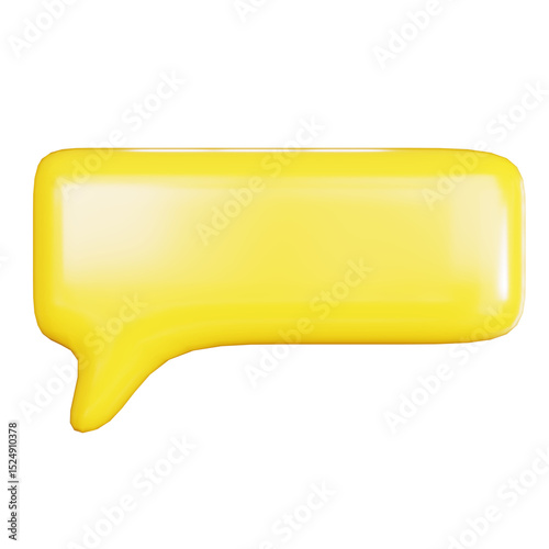 yellow 3d rendering illustration speech bubble on isolated background