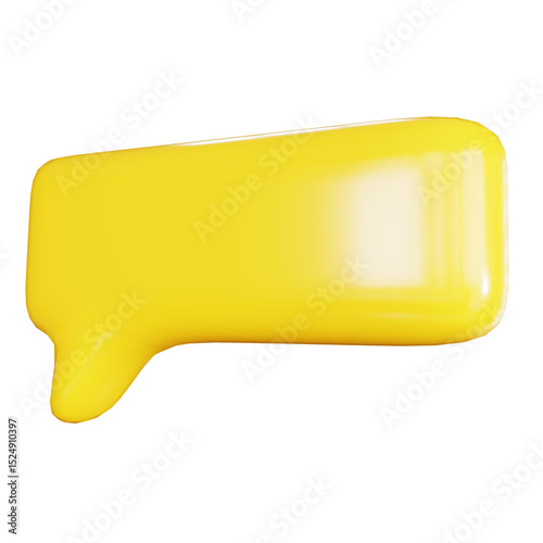 yellow 3d rendering illustration speech bubble on isolated background