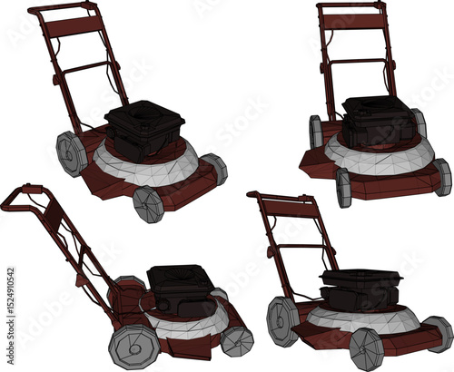 vector illustration of old lawn mower design
