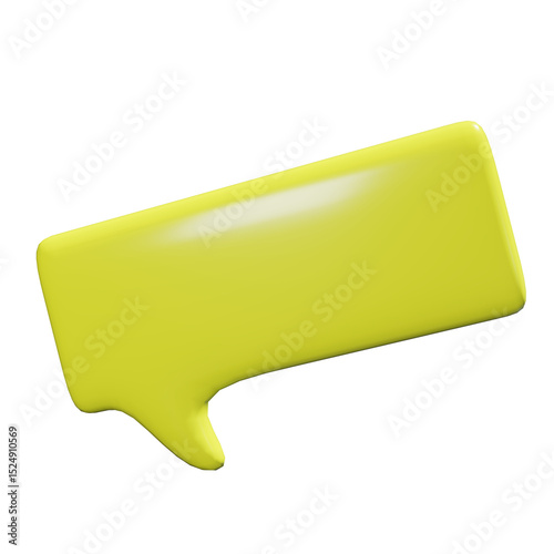 yellow 3d render illustration speech bubble on isolated background
