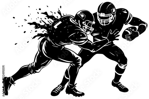 Gridiron Collision Intense American Football Tackle Illustration, football, tackle, gridiron, collision, score, lose, intense, impact, powerful, physical, league, win, moment, passion, rush, super, ex