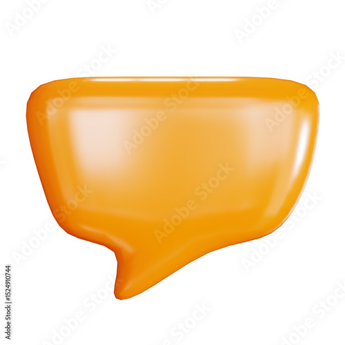 orange 3d rendering illustration speech bubble on isolated background