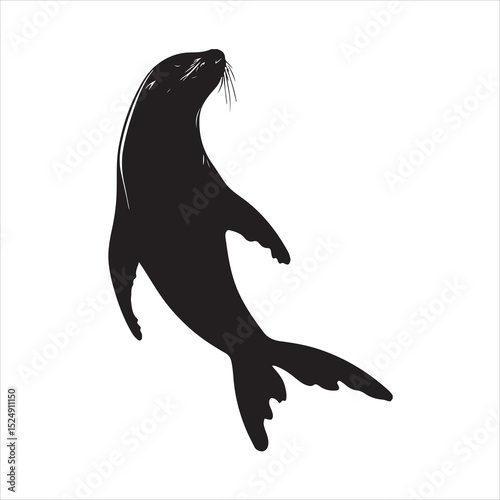 Sea Lion Silhouette Vector Art