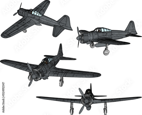vintage classic airplane design world war vector illustration 