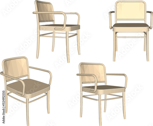 vector illustration of modern minimalist dining table and chair design