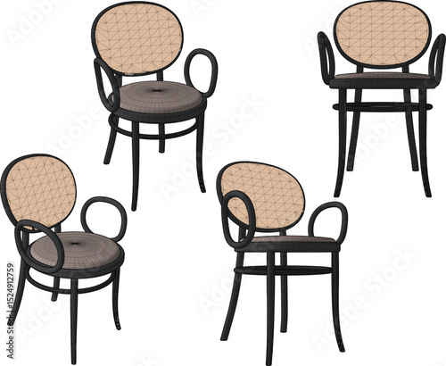 vector illustration of modern minimalist dining table and chair design 