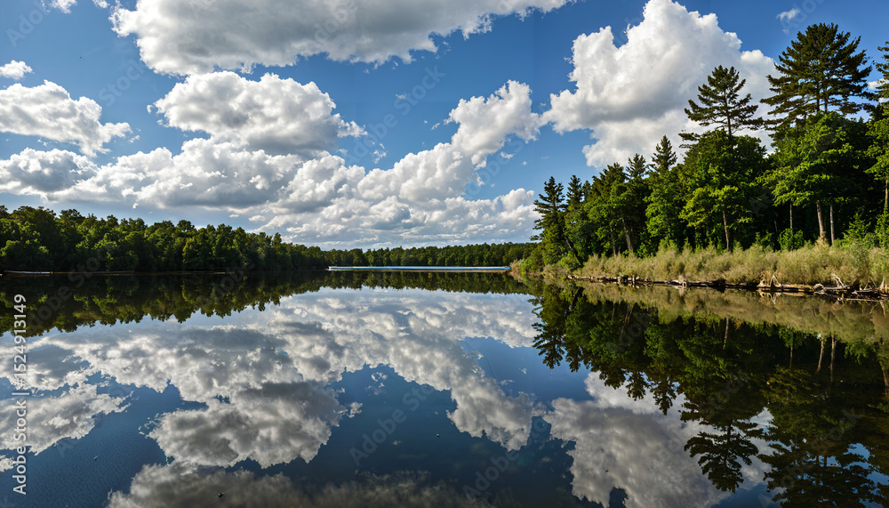 Fototapeta premium Paysage naturel avec lac et nuages