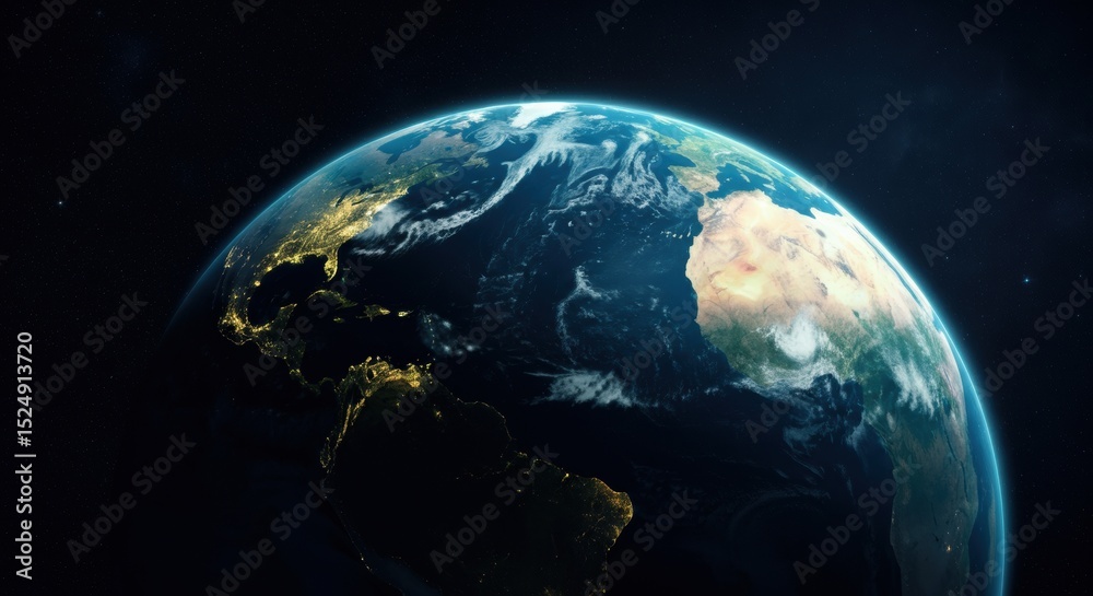 Obraz premium A stunning view of Earth from space showcasing continents and oceans