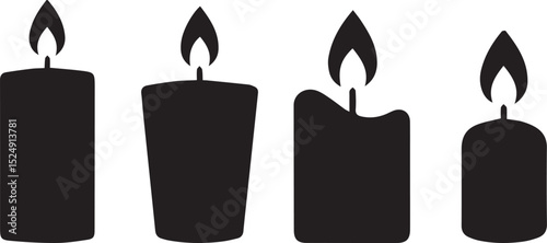 candle silhouette, burning candle vector, wax light outline, candle flame design, vintage candle clipart, candle icon black, spiritual candle shape, religious candle art