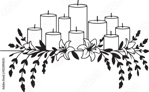 candle silhouette, burning candle vector, wax light outline, candle flame design, vintage candle clipart, candle icon black, spiritual candle shape, religious candle art