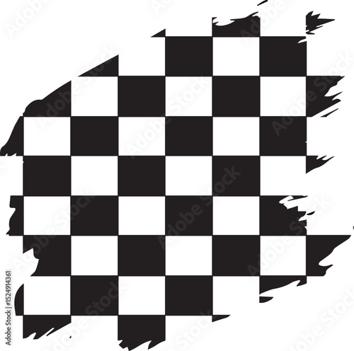 Grunge race flag, isolated vector checkered pattern of start and finish motorsport flag grungy style rally flag background for motor or auto sport car racing flag eps vector file