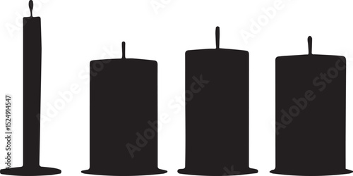 candle silhouette, burning candle vector, wax light outline, candle flame design, vintage candle clipart, candle icon black, spiritual candle shape, religious candle art