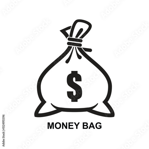 Money bag with Dollar icon. Money bag icon. Income growth. Business and finance. Dollar sign. Cash icon. Money icon. Cash back. Investment. Cartoon money bag. Bag of coins. Financial savings. 