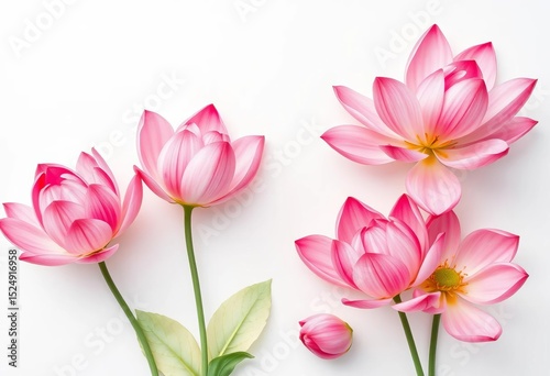Delicate pink watercolor lotuses on a pristine white background Elegant floral wallpaper design,  wallpaper,  botanical