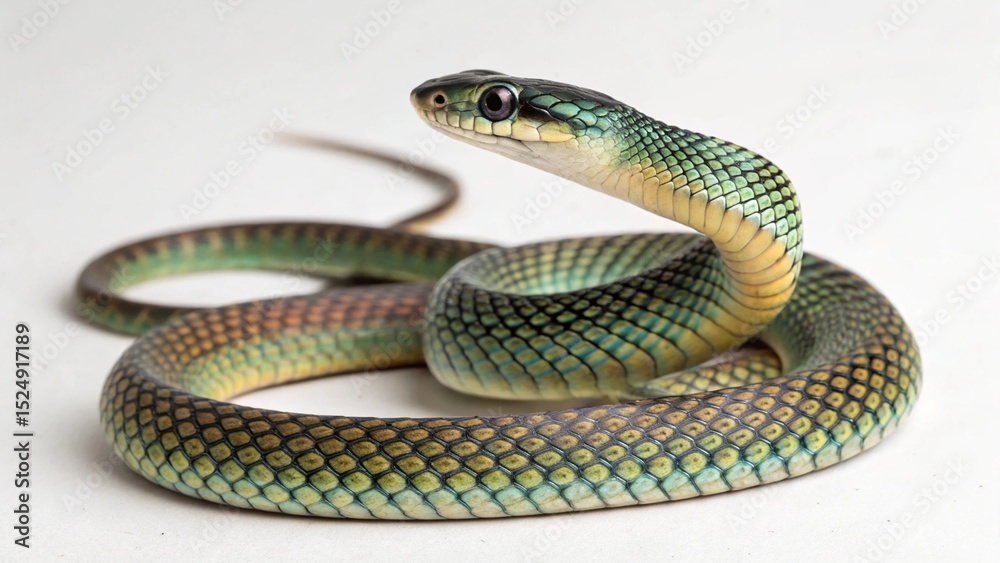 Naklejka premium Chrysopelea ornata on studio background