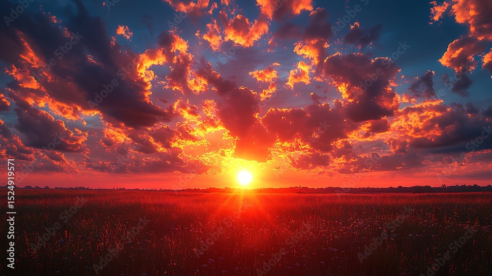 Fototapeta premium Sunset over field