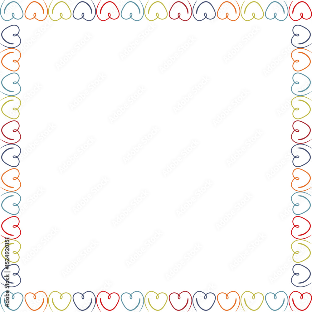 Obraz premium Hand drawn linear heart empty frame. Cute hand drawn template. Frame with empty space for your text
