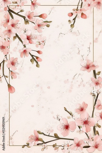 Pink Blossom Branch Frame, Floral Art, Spring Design, Pink Flowers Spring art, Cherry blossom