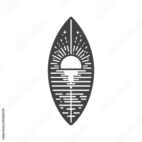 Vintage Hand-Drawn Surfing Board Illustration, Coastal Object Engraved Style Vector for T-Shirts and Beach Lifestyle Design