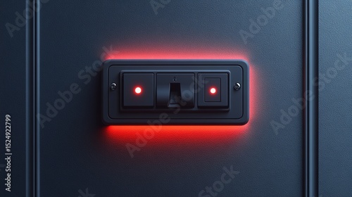 Modern Black Light Switch with Red Glow in Contemporary Interior Design