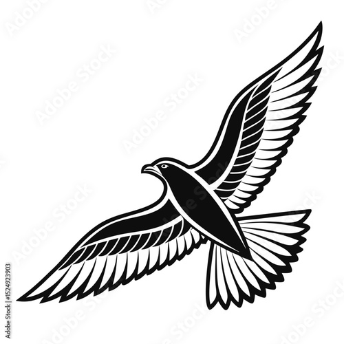 Majestic black bird in flight soaring high