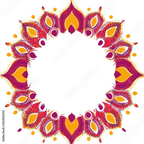 Vibrant Mandala Frame Orange, Red and Purple Design, Mandala Art, Circular Frame Mandala, Design