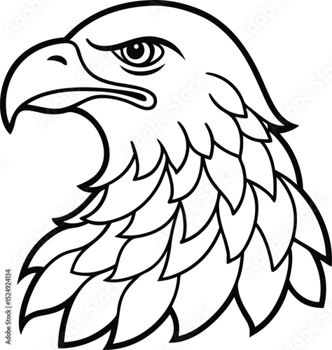 Stylized eagle head vector illustration featuring a cartoon bird design, perfect for wildlife tattoo art or a freedom symbol drawing