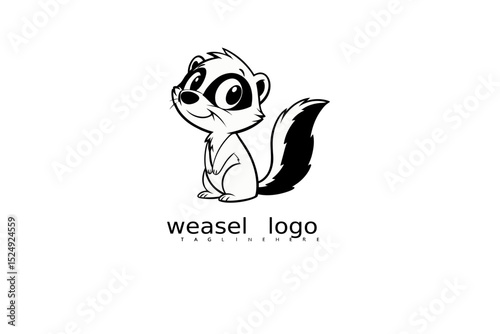 Delightful Hand-Drawn Weasel Logo – Adorable Big-Eyed Animal in Pastel Style, Great for Children’s Merchandise, Eco Branding, Pet Store Logos, or Wildlife Vector Use.

