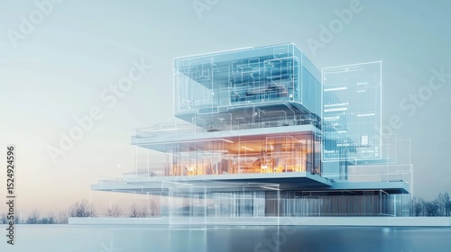 Architectural Visualization, Modern House Design Blueprint