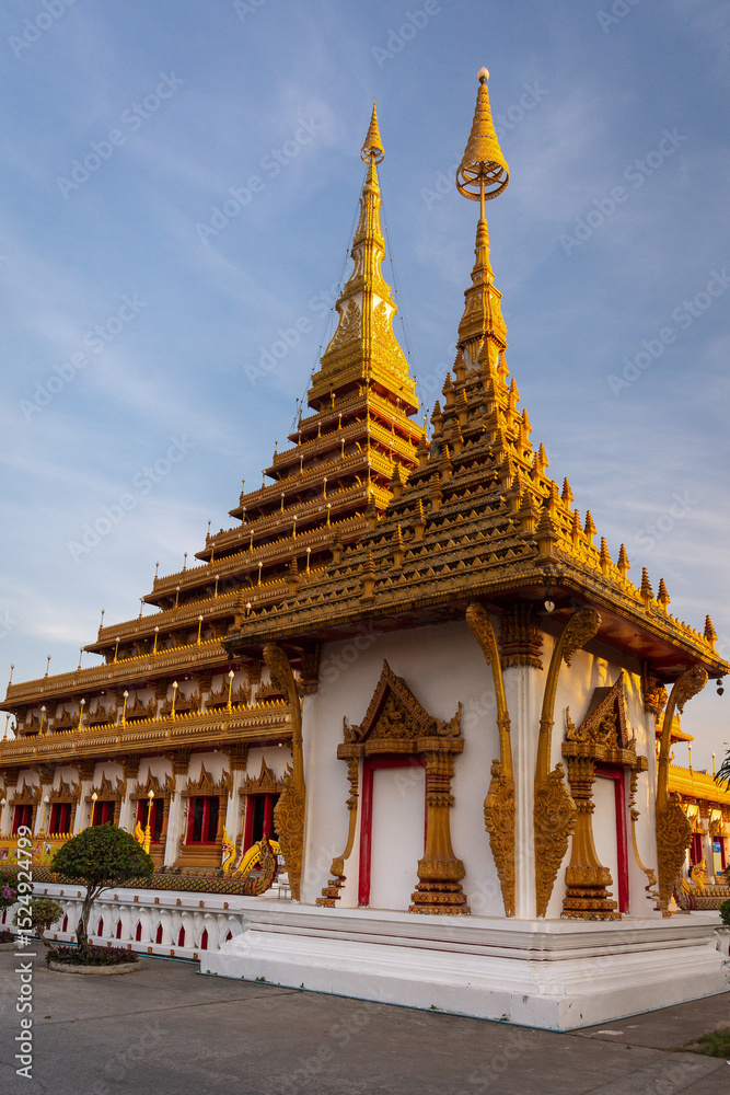 Fototapeta premium Thai Wat or Temple designs according to the Thai Budhist and Indian architecture. Beautiful places for travel and to understand religion and culture of the area.