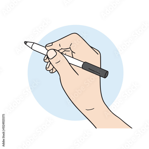Hand gestures holding a pen. Human hand vector illustration