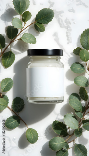 cosmetic jar with a blank label.