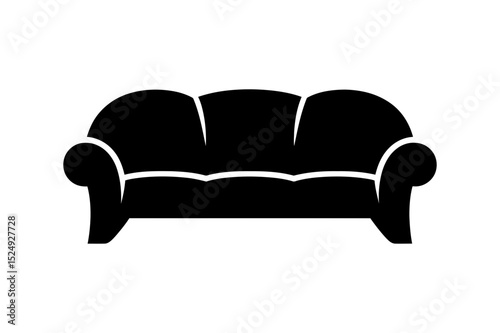 Silhouette of a three seater sofa with armrests