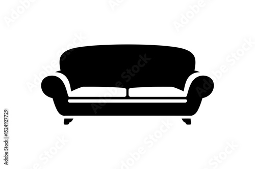 Illustration of a simple black silhouette of a sofa
