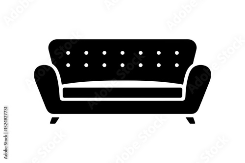 Illustration of a black tufted couch silhouette