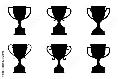 Collection of six silhouette trophy cup designs