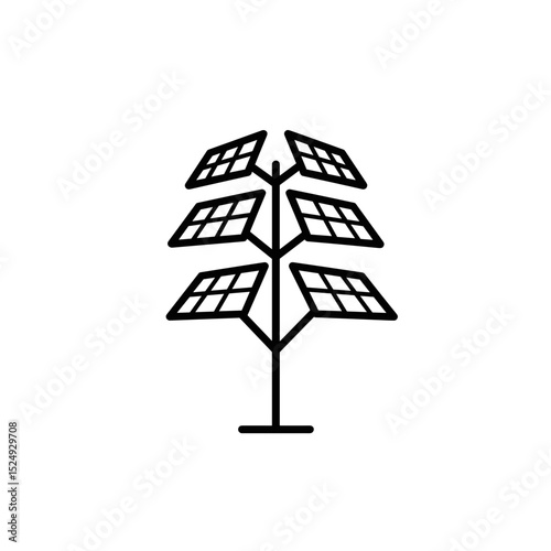 Solar panels shaped like a tree for clean energy concept