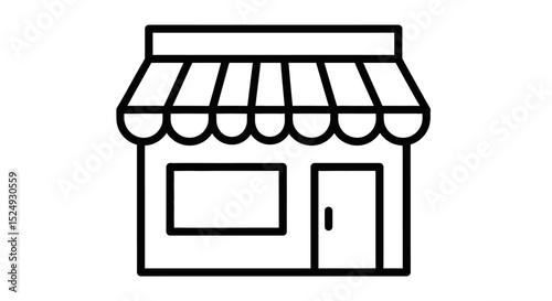 Simple Line Drawing of a Small Shop Building Icon